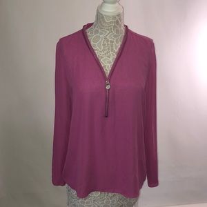 Hot pink sheer long sleeved Michael Kors blouse